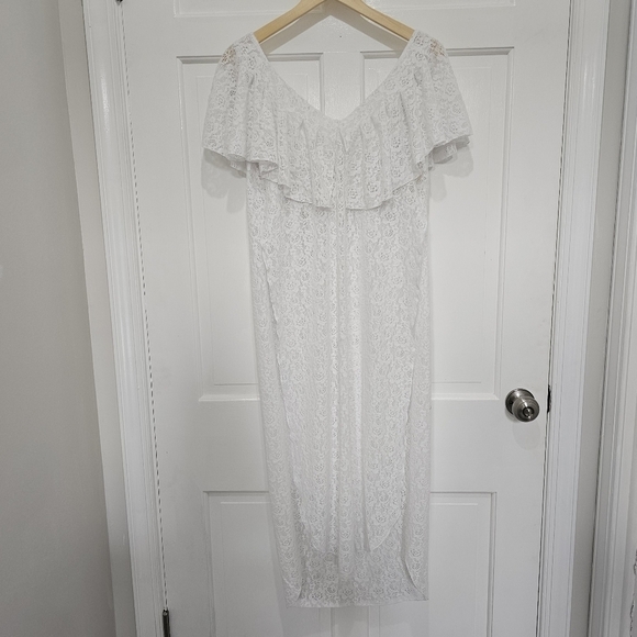Free People Waterfall Maxi Lace Top Dress Swim Coverup White Size M - Picture 5 of 16